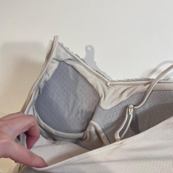 y2k vintage cream and gray lace trim padded tank top fairy coquette cottagecore - Picture 4 of 7